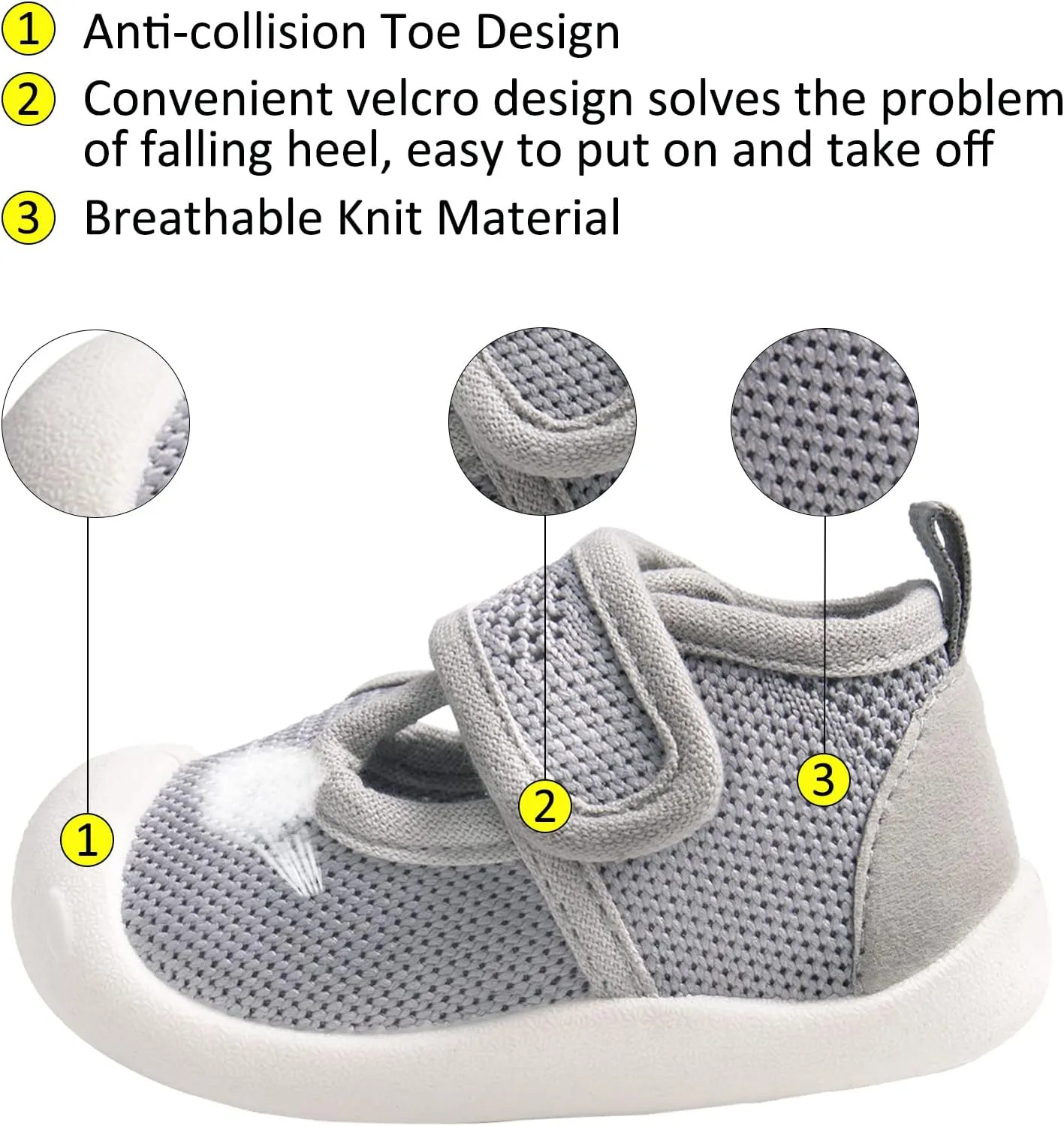 Baby First Walking Shoes 1-5 Years Old Lightweight Non-Slip Breathable and Comfortable, Suitable for Boys and Girls Infant Shoes Outdoor Running Sports Sneakers