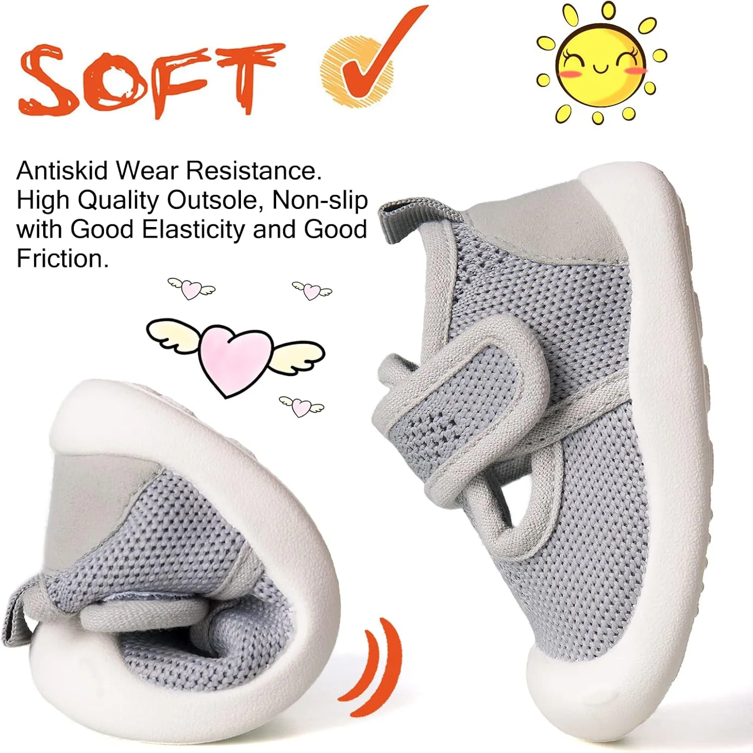 Baby First Walking Shoes 1-5 Years Old Lightweight Non-Slip Breathable and Comfortable, Suitable for Boys and Girls Infant Shoes Outdoor Running Sports Sneakers