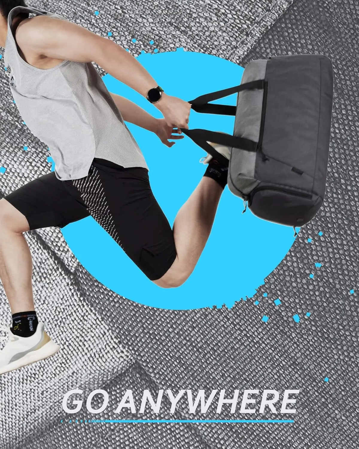 BAGSMART Gym Bags for Men, Foldable Sports Duffle Bag, Lightweight Weekender Duffel Bag With Shoe Compartment, Water Resistant Workout Duffle Sports Bag for Travel Fitness Swimming Yoga, Grey