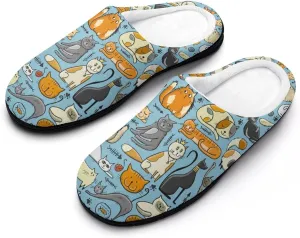 BAIKUTOUAN World Cats Day Men's House Slippers Nonslip Soft Cotton Shoes Slip On Slippers for Indoor Outdoor