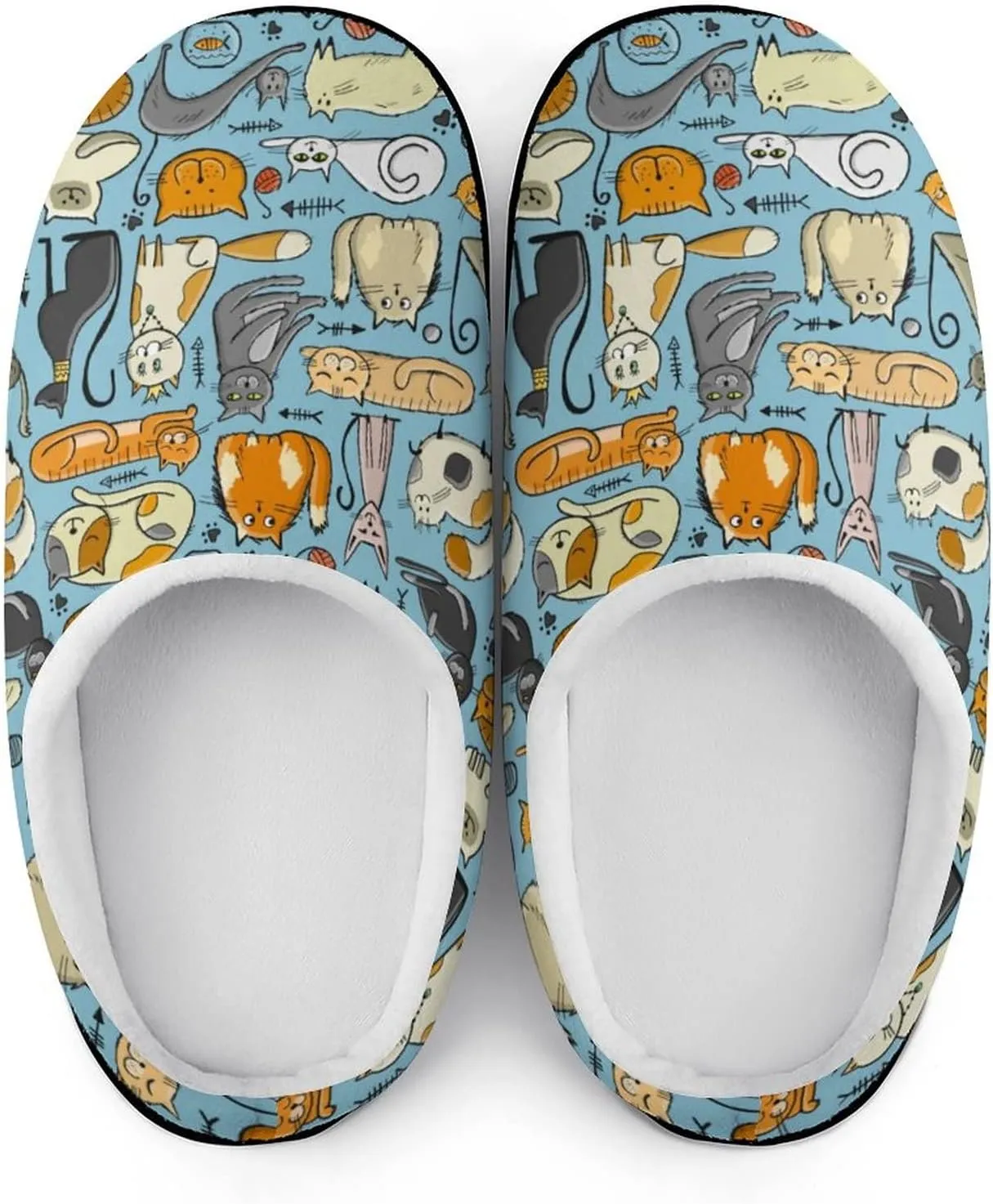 BAIKUTOUAN World Cats Day Men's House Slippers Nonslip Soft Cotton Shoes Slip On Slippers for Indoor Outdoor