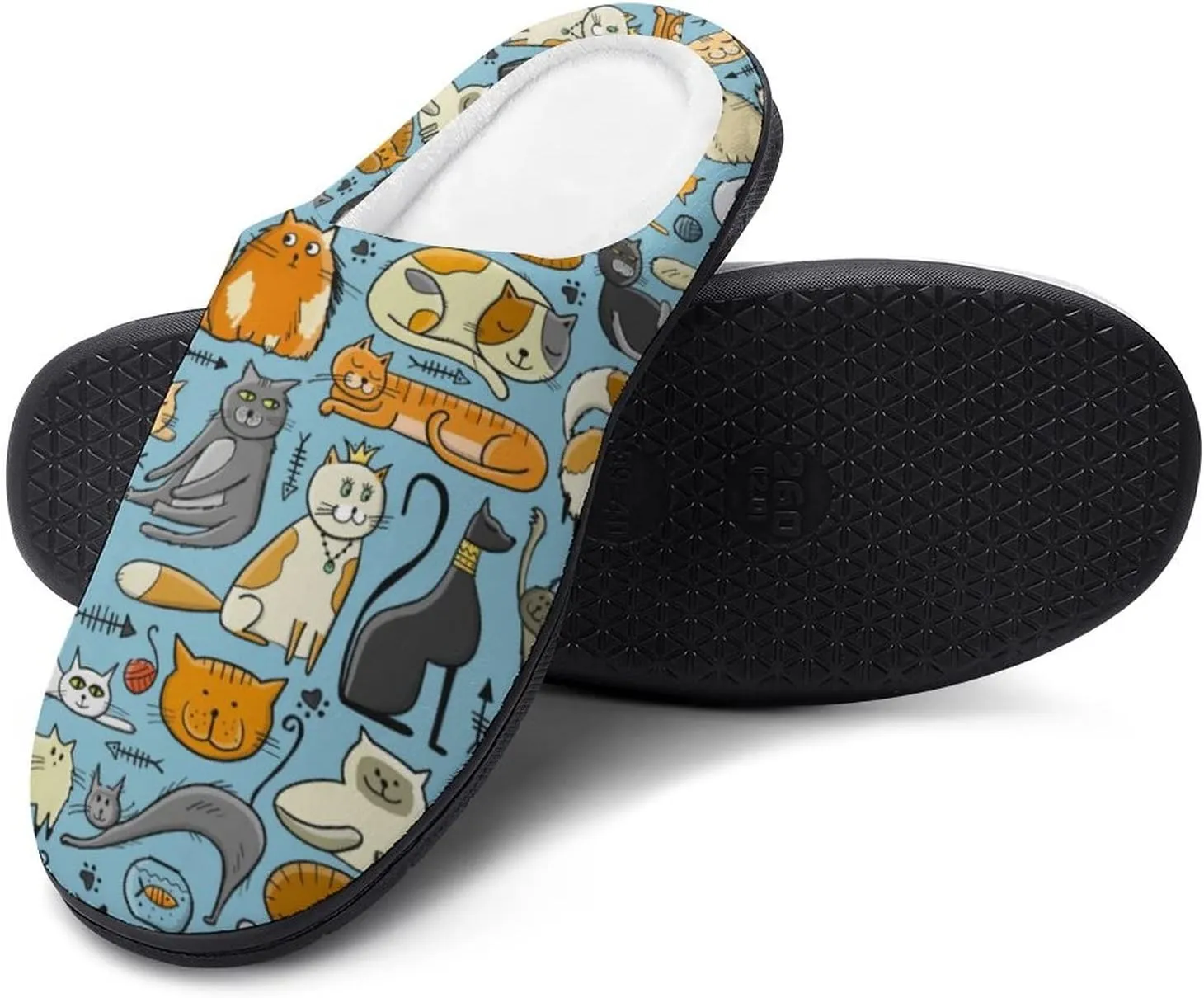 BAIKUTOUAN World Cats Day Men's House Slippers Nonslip Soft Cotton Shoes Slip On Slippers for Indoor Outdoor