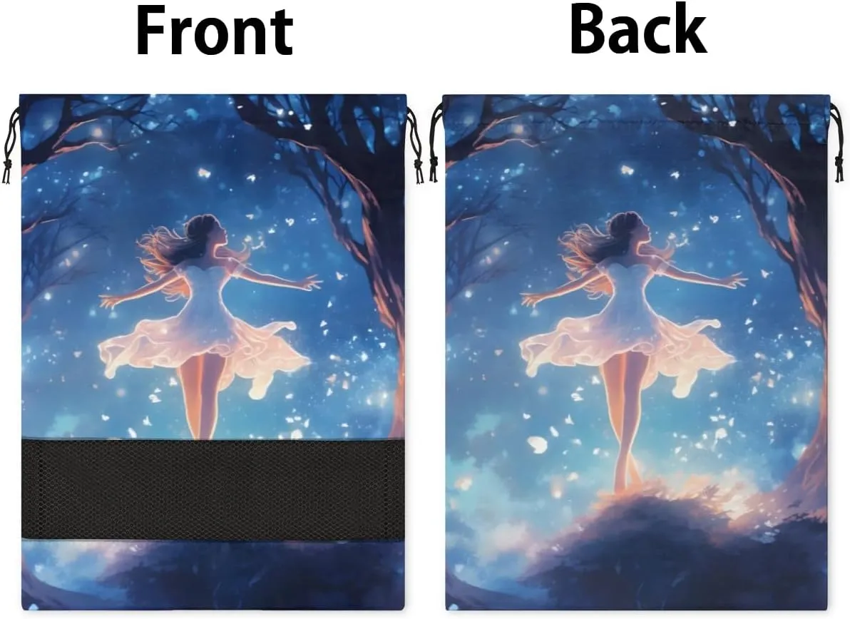 Ballerina Elegant Pattern Shoe Bags for Travel 17" x 12.4" Travel Shoe Bags for Packing Portable Shoe Storage Bags Drawstring Bags Travel Essentials