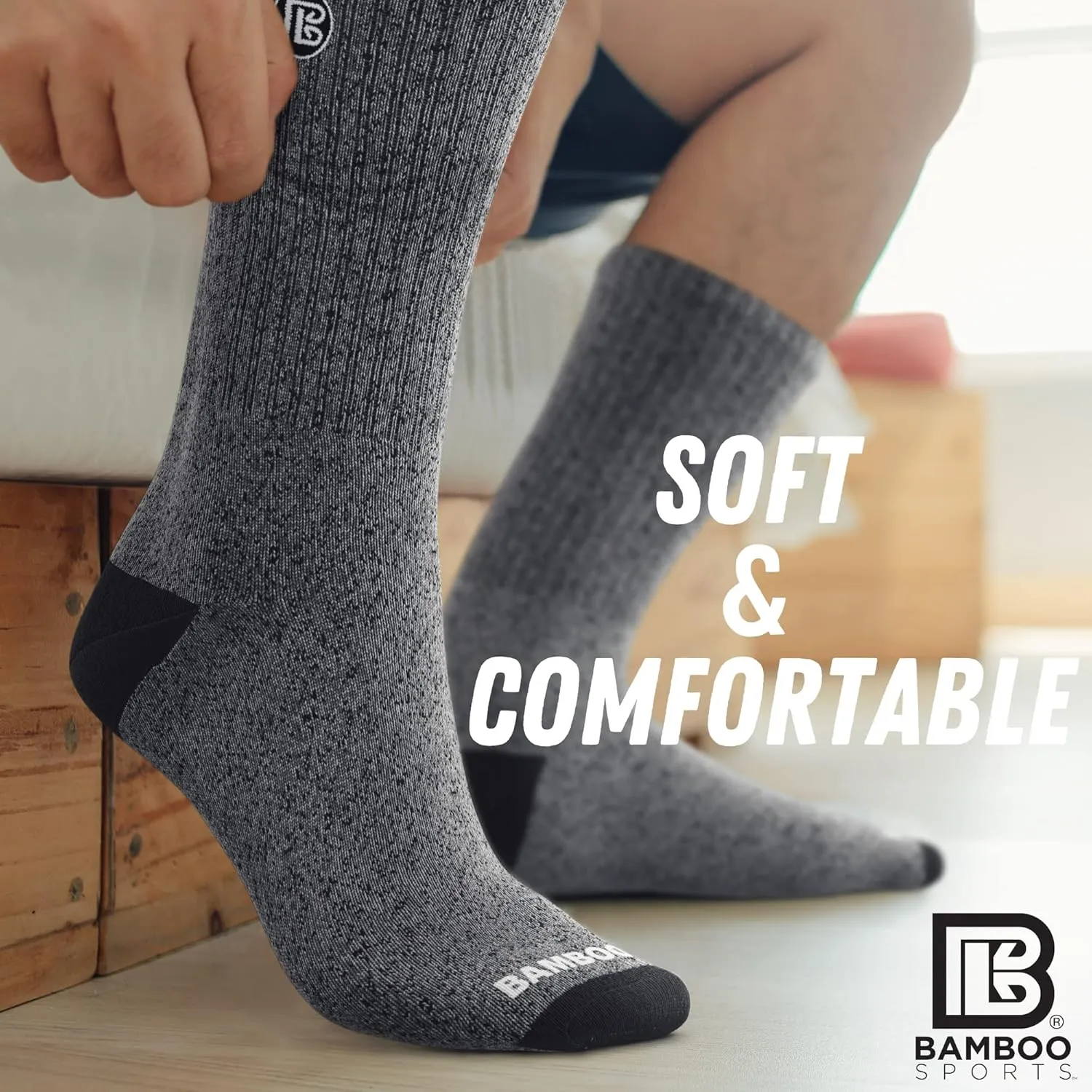 Bamboo Sports Premium Bamboo Crew Work Socks- Moisture Wicking, Odor Eliminating