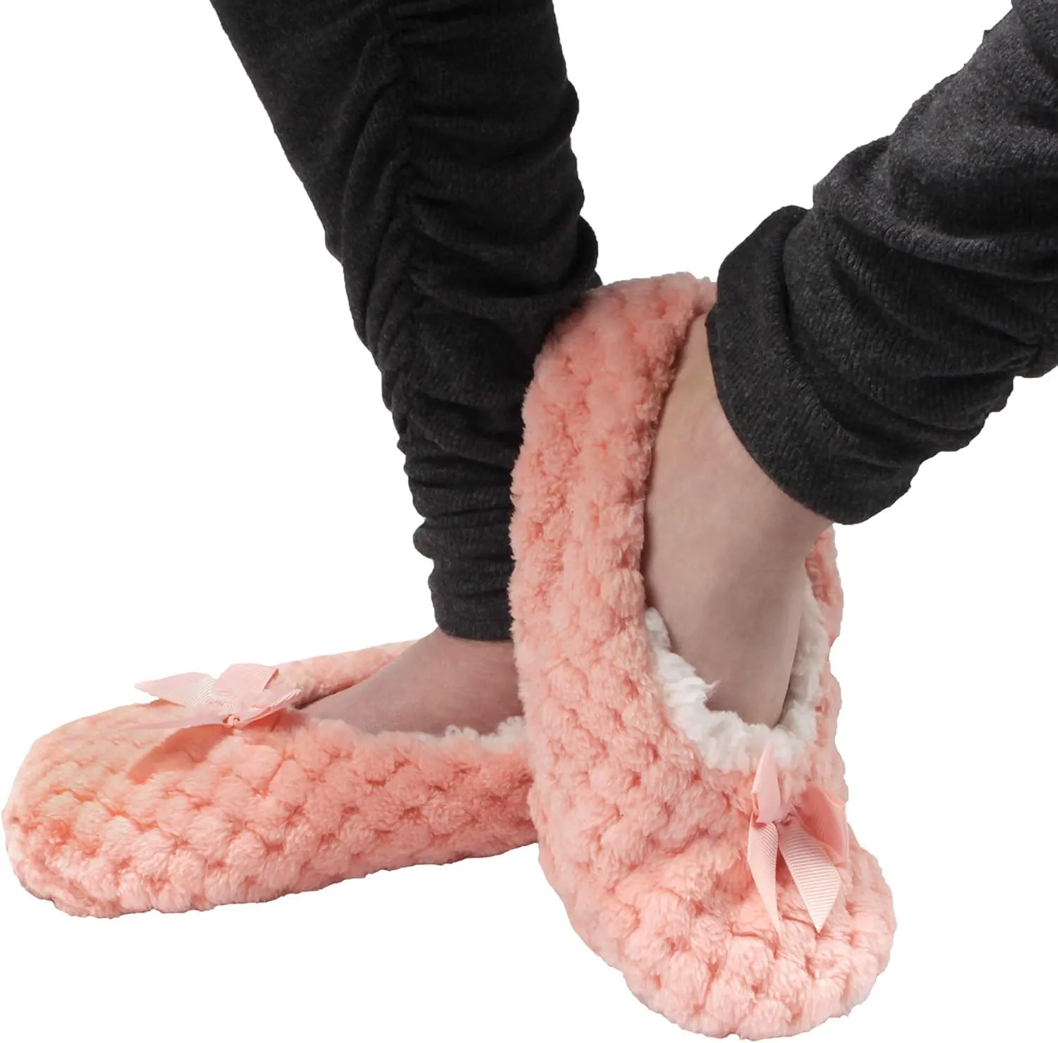BambooMN Adult Super Soft Warm Cozy Fuzzy Soft Touch Sleeper Slippers Non-Slip Lined Socks