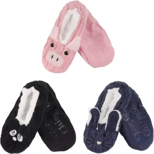 BambooMN Adult Women Soft Warm Cozy Fancy Yarn Slippers Non-Slip Lined Socks, Indoor Comfy House Travel Slippers