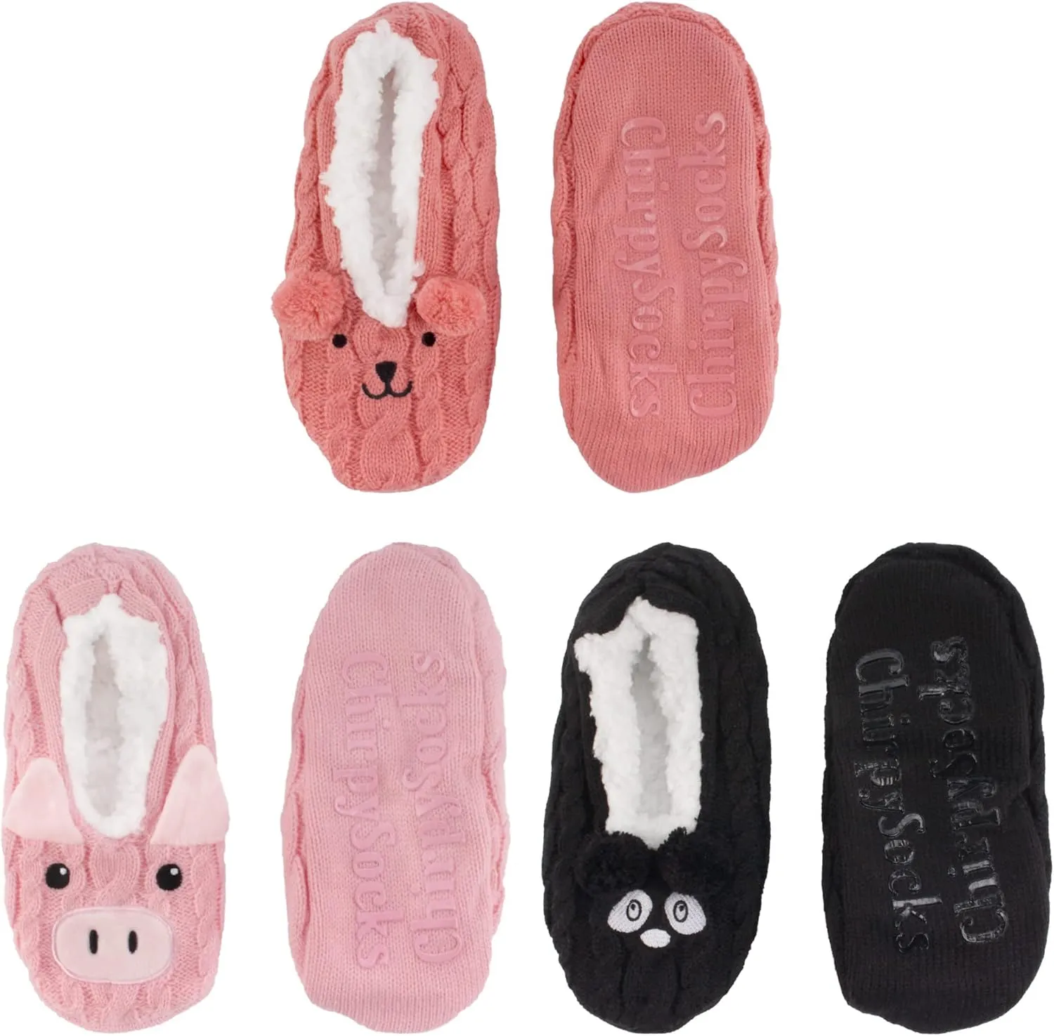 BambooMN Adult Women Soft Warm Cozy Fancy Yarn Slippers Non-Slip Lined Socks, Indoor Comfy House Travel Slippers
