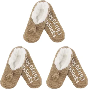 BambooMN Adult Women Super Soft Warm Cozy Fancy Yarn Slippers Non-Slip Lined Socks, Indoor Comfy House Slippers, 3 Pairs