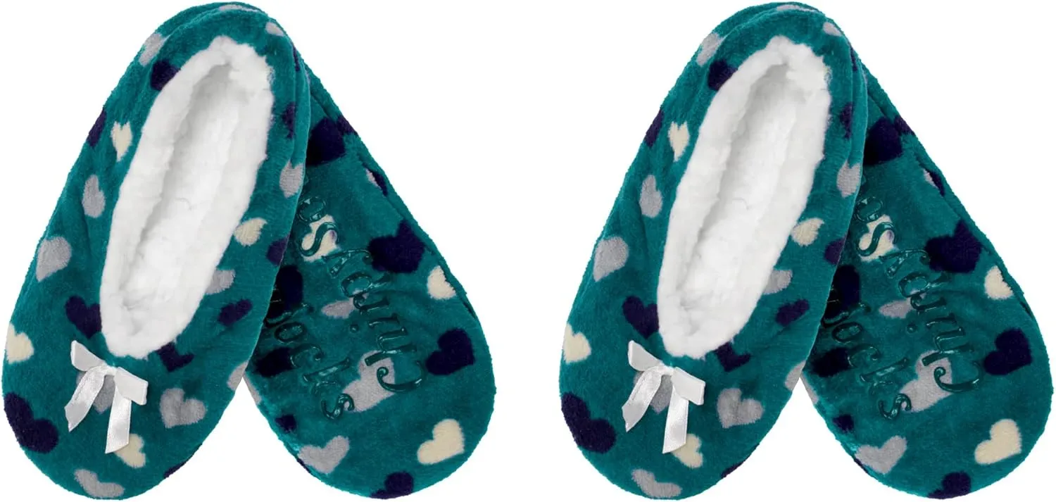 BambooMN Adult Women's Super Soft Warm Cozy Fuzzy Furry Slippers Non-Slip Lined Socks