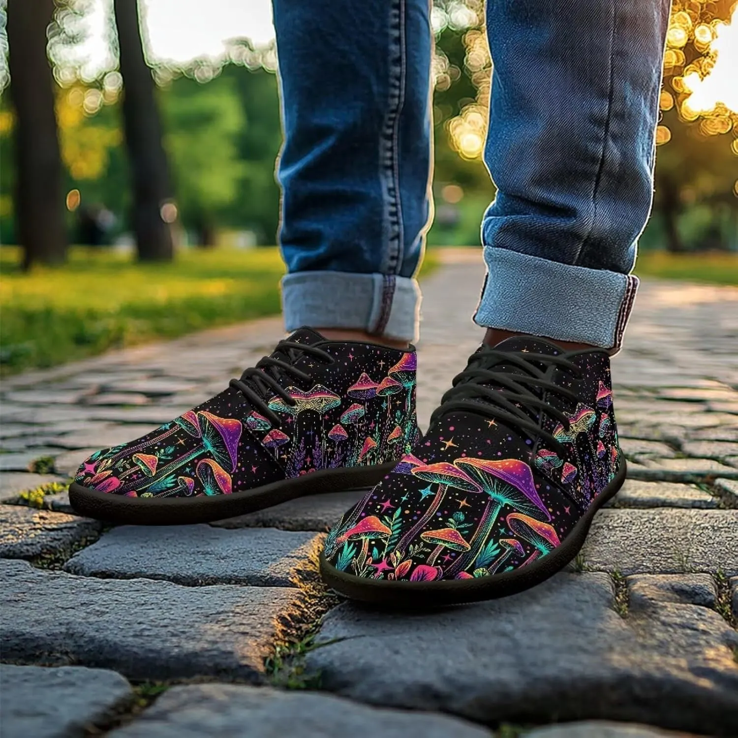 Barefoot Sneakers Mushroom Lace Up Shoes for Women Trendy Fruit Wide Minimalist Shoe Comfortable Running Walking Shoe