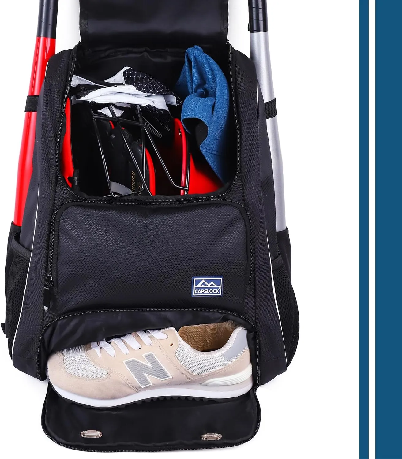 Baseball Bat Bag Backpack,T-Ball & Softball Bat Bag with Shoes Compartment for Youth and Adult, Lightweight Baseball Bag with Fence Hook Hold Bat, Batting Mitten, Helmet, Caps, Teeball Gear