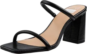 BCTEX COLL Women's High Heeled Sandal Two Strap Square Toe Slip on High-heeled Sandal High Heel Sandal Comfortable for Women