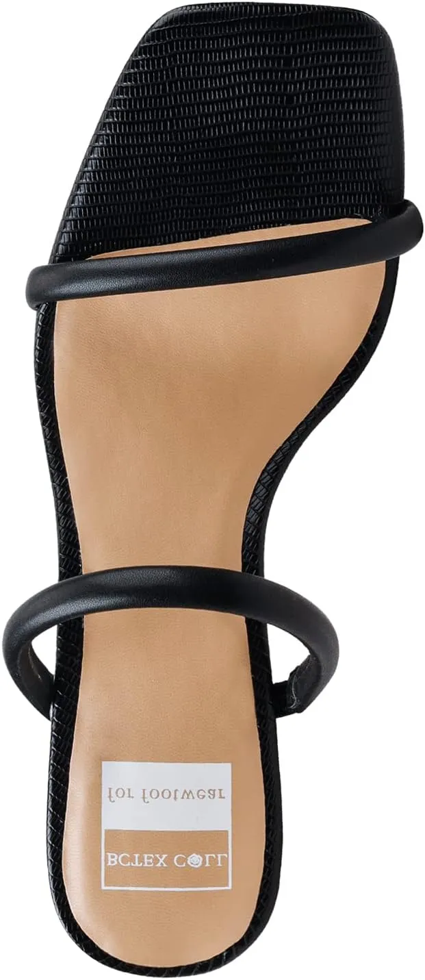 BCTEX COLL Women's High Heeled Sandal Two Strap Square Toe Slip on High-heeled Sandal High Heel Sandal Comfortable for Women