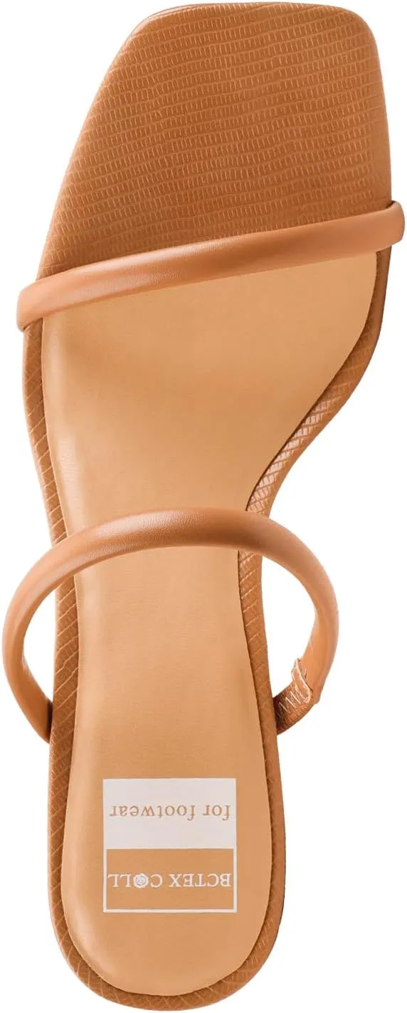 BCTEX COLL Women's High Heeled Sandal Two Strap Square Toe Slip on High-heeled Sandal High Heel Sandal Comfortable for Women