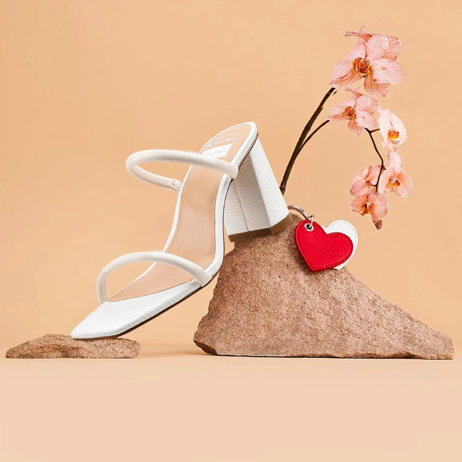 BCTEX COLL Women's High Heeled Sandal Two Strap Square Toe Slip on High-heeled Sandal High Heel Sandal Comfortable for Women