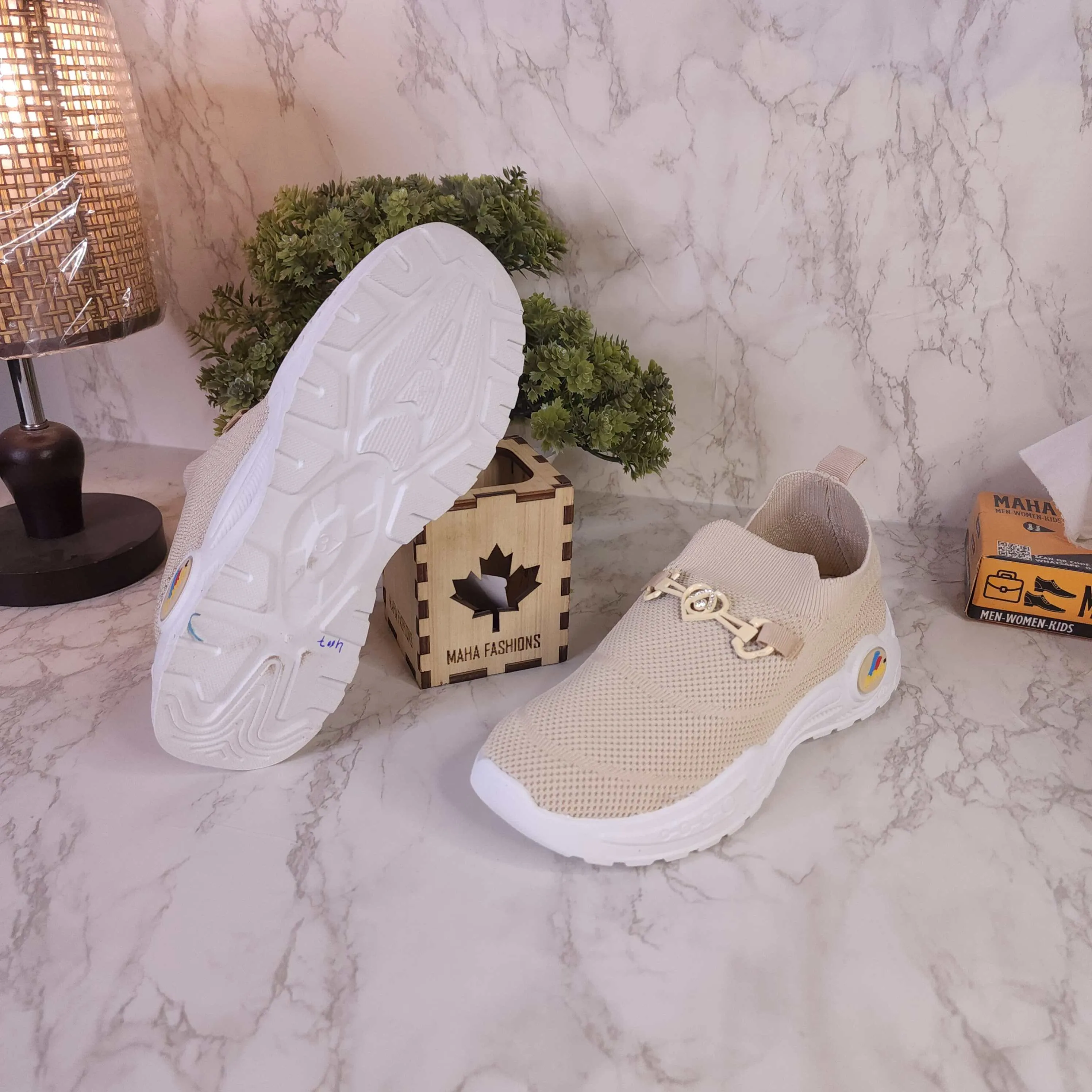 Beige Slip On Shoes