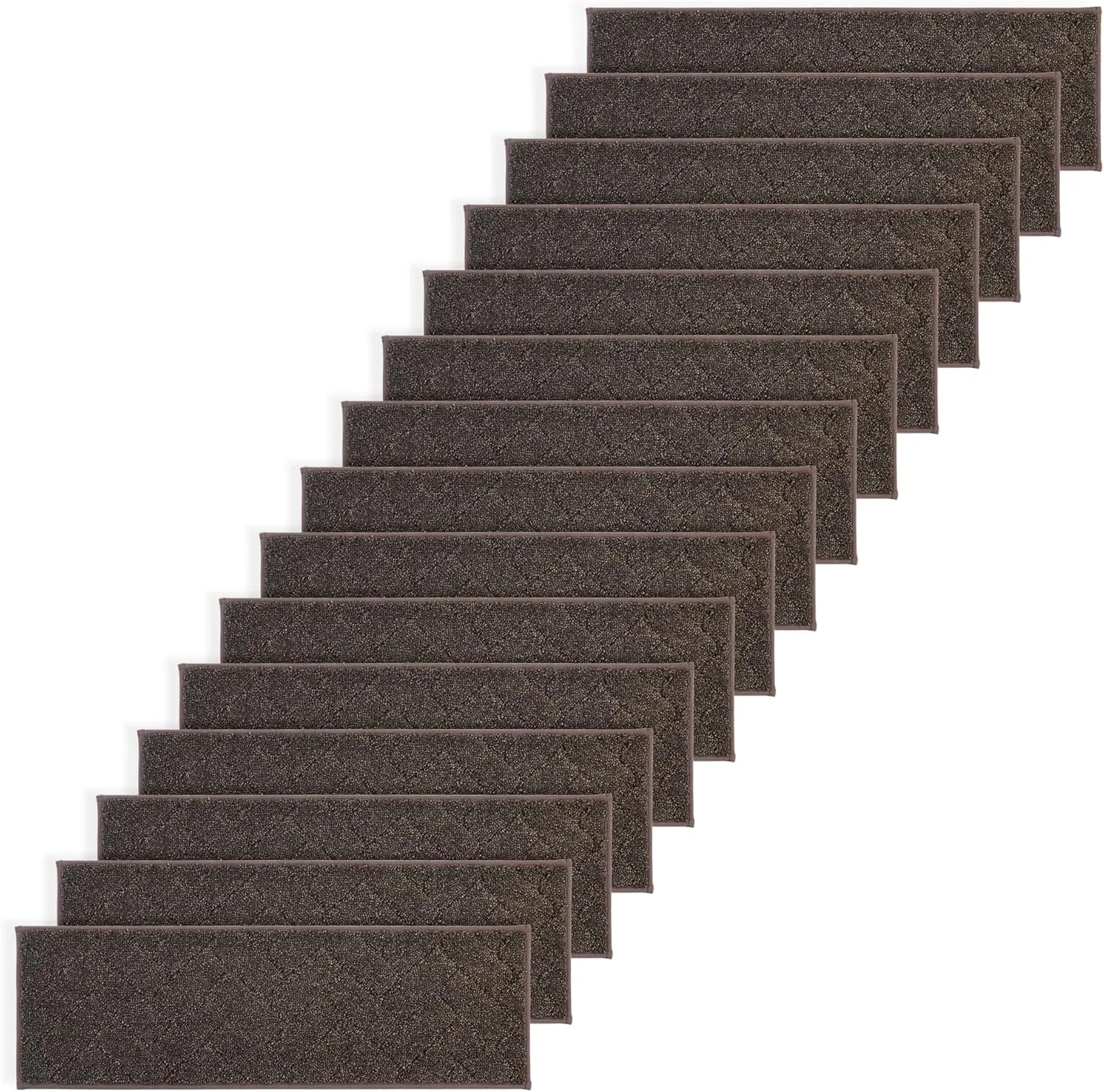 BEQHAUSE Stair Treads Non Slip Stair Runners Step Carpet Mat for Wooden Steps Indoor Machine Washable 28inX9in Edging Polyester Soft Stair Rugs for Kids Elders Pets with TPE Backing(Brown,15pcs)