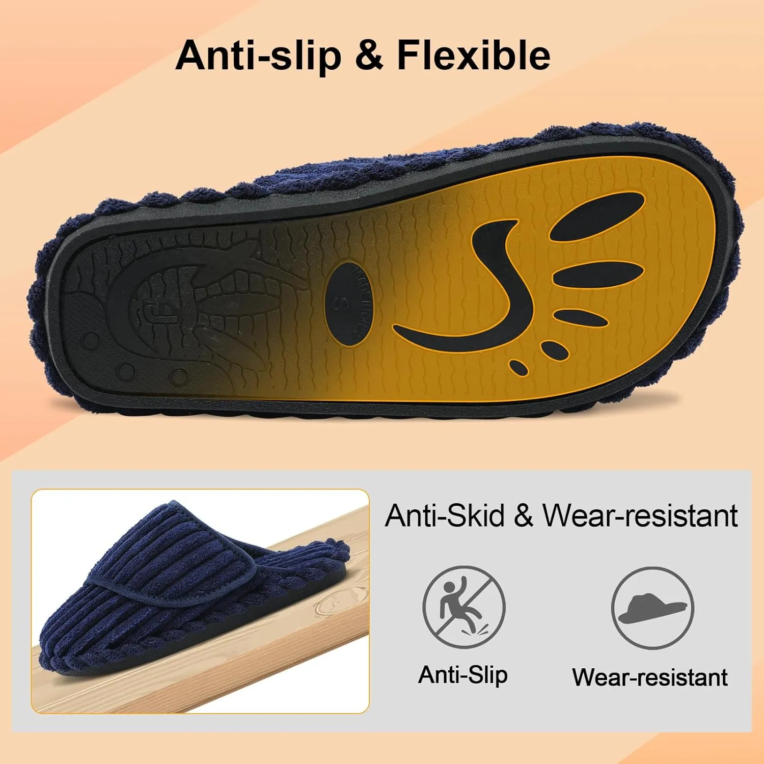 Besroad Womens Slippers Wide Diabetic Shoes Adjustable House Slippers Memory Foam Bedroom Shoes Arthritis Edema Indoor Outdoor