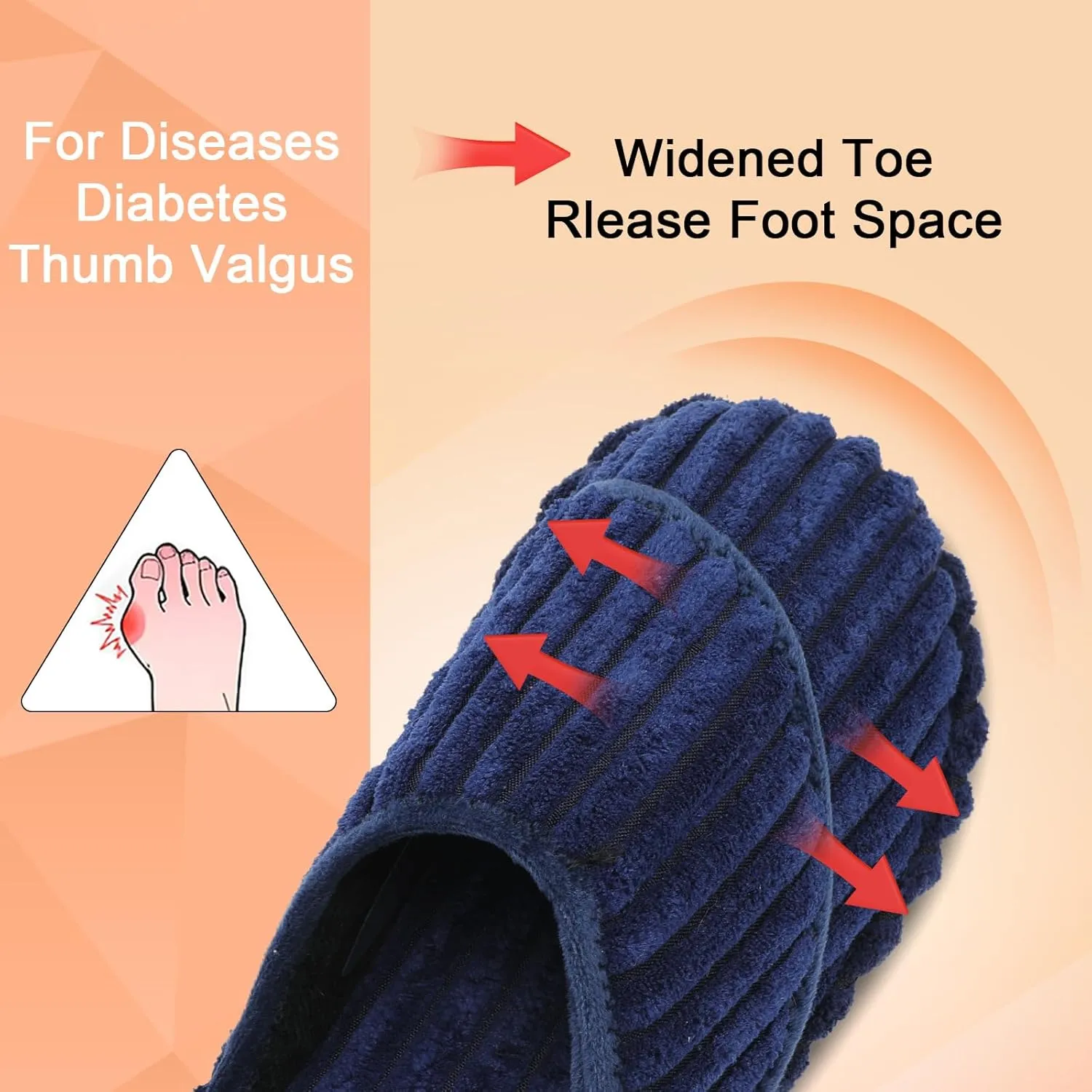 Besroad Womens Slippers Wide Diabetic Shoes Adjustable House Slippers Memory Foam Bedroom Shoes Arthritis Edema Indoor Outdoor