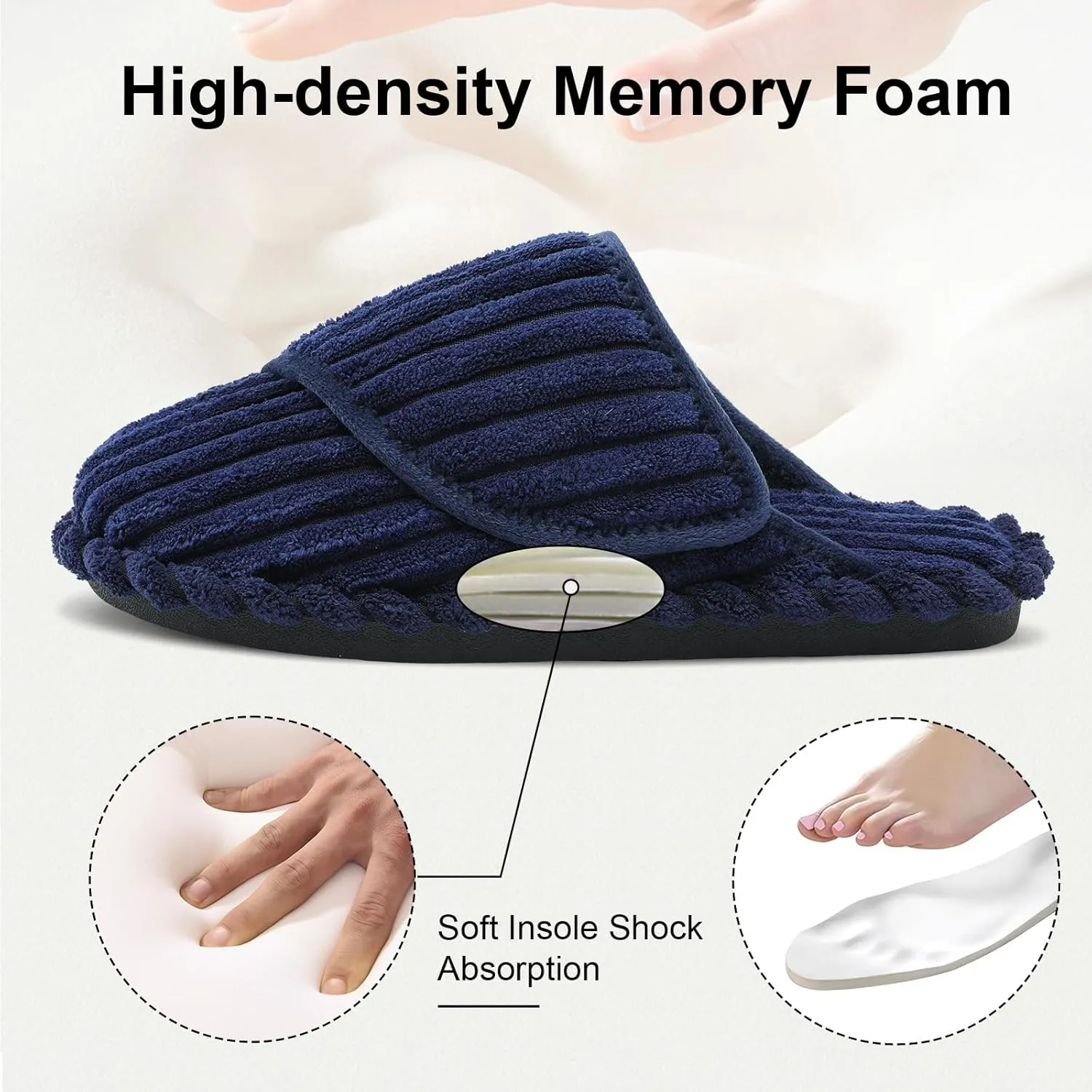 Besroad Womens Slippers Wide Diabetic Shoes Adjustable House Slippers Memory Foam Bedroom Shoes Arthritis Edema Indoor Outdoor