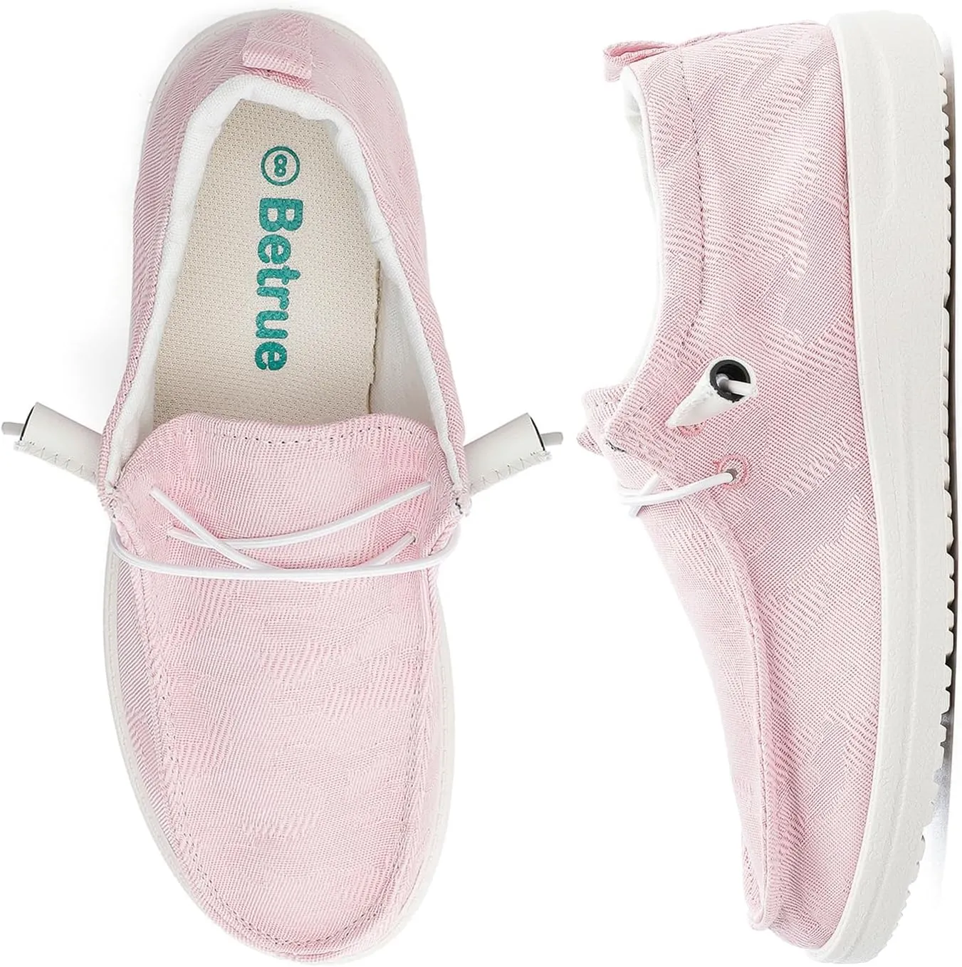 Betrue Women's Lightweight Boat Shoes, Casual Loafers, Slip On Deck Shoes, Breathable Canvas Walking Shoes