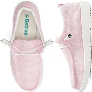 Betrue Women's Lightweight Boat Shoes, Casual Loafers, Slip On Deck Shoes, Breathable Canvas Walking Shoes