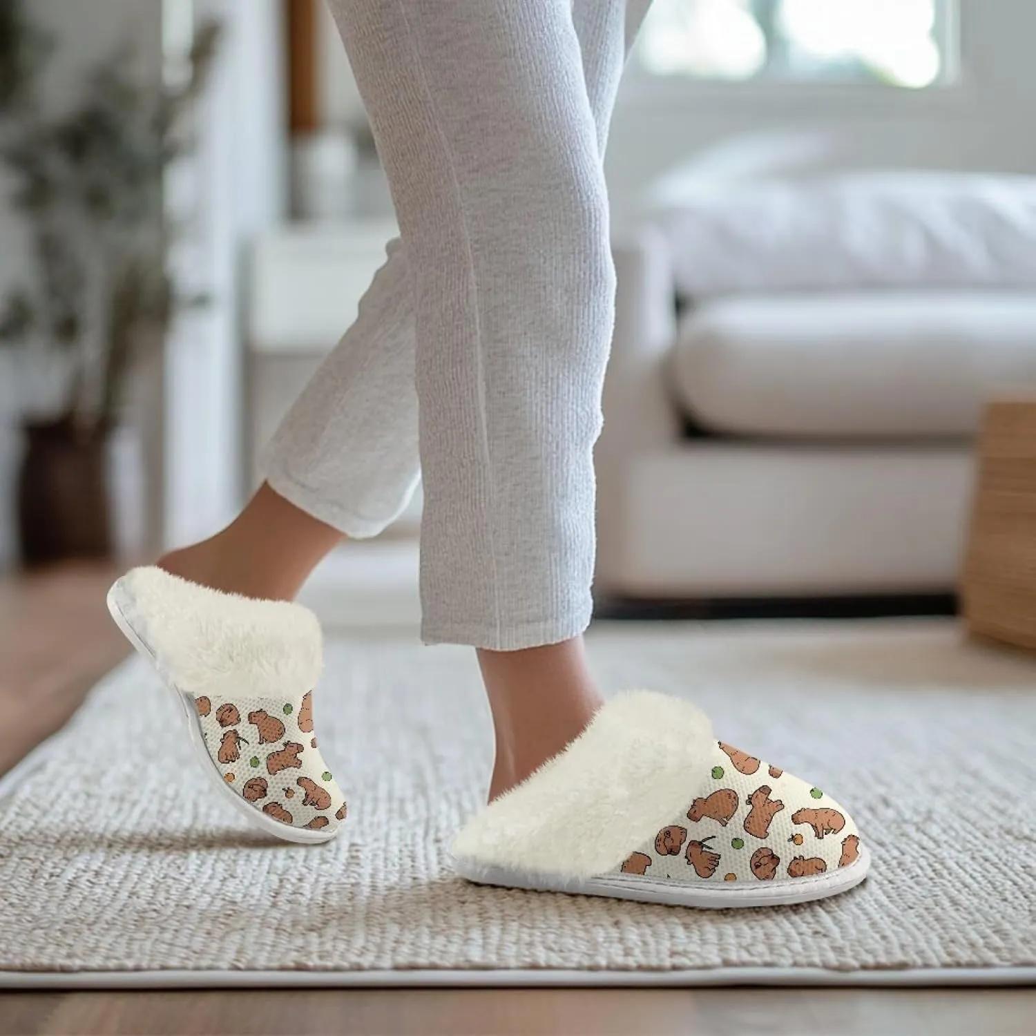 Binienty Women Fuzzy Slippers Slip On Slippers for Men Ladies Casual Winter Shoes Indoor