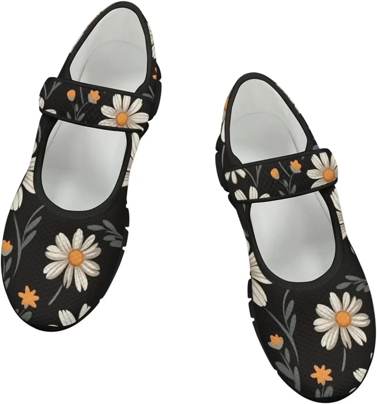 Binienty Womens Mary Jane Flats Cozy Soft Mesh Walking Sneaker Shoes with Ankle Strap Non Slip
