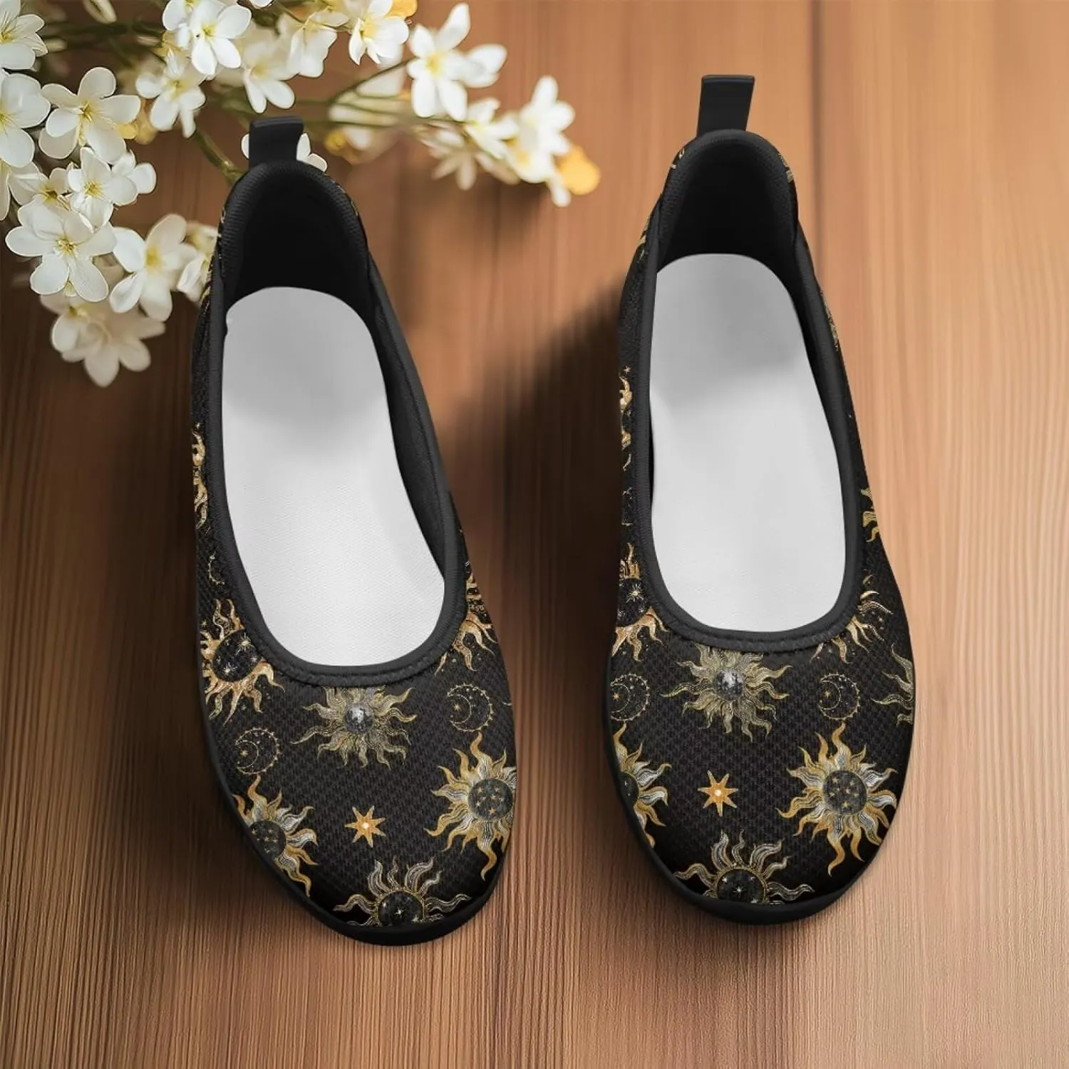 Binienty Women's Slip on Sneaker Shoe Fashion Ballet Loafer Flats Stretch Knit Upper Arch Support Nurse Teacher Shoes