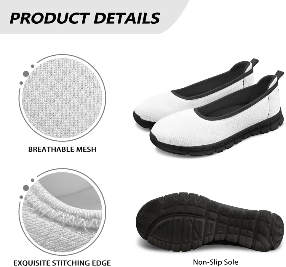 Binienty Women's Slip on Sneaker Shoe Fashion Ballet Loafer Flats Stretch Knit Upper Arch Support Nurse Teacher Shoes