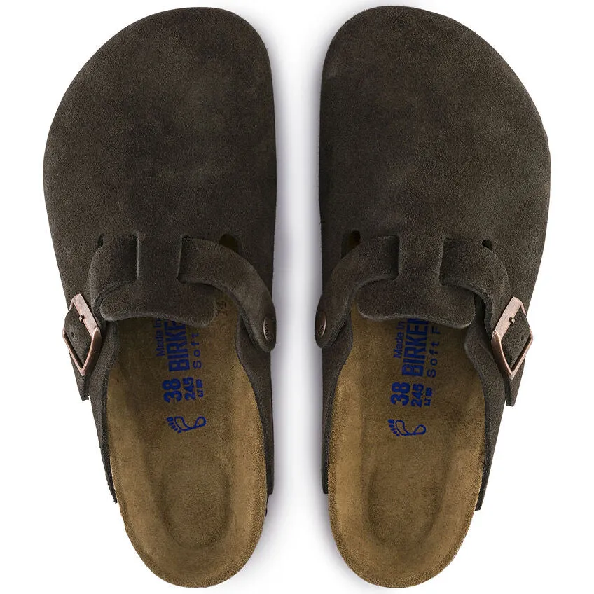 Birkenstock Boston Mocha Suede Soft Footbed