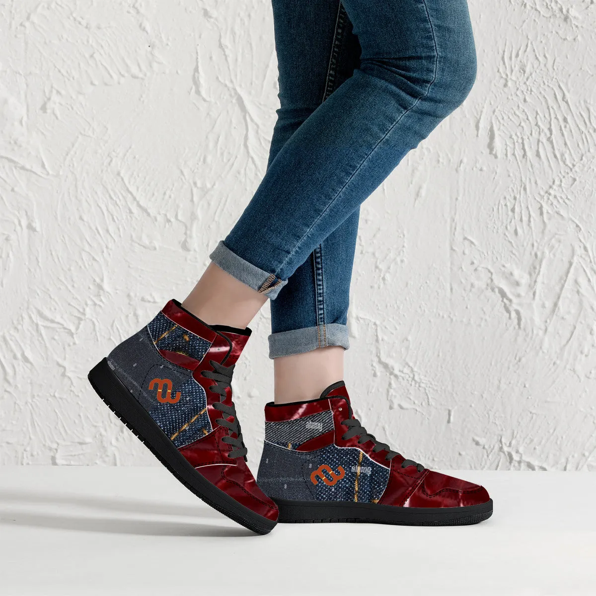 Black D16 Money denim High-Top 5G-enabled Burgundy Sneakers Bushae Leather Synthetic Great savings Bottom -
