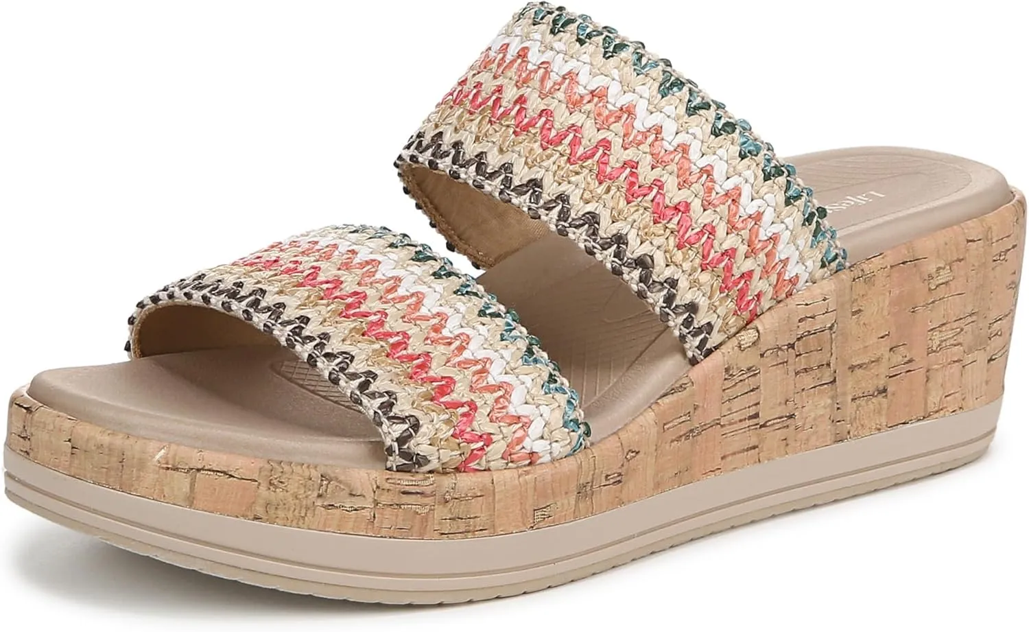 BZees Womens Resort Wedge Sandal Coral Natural Raffia 9.5 M