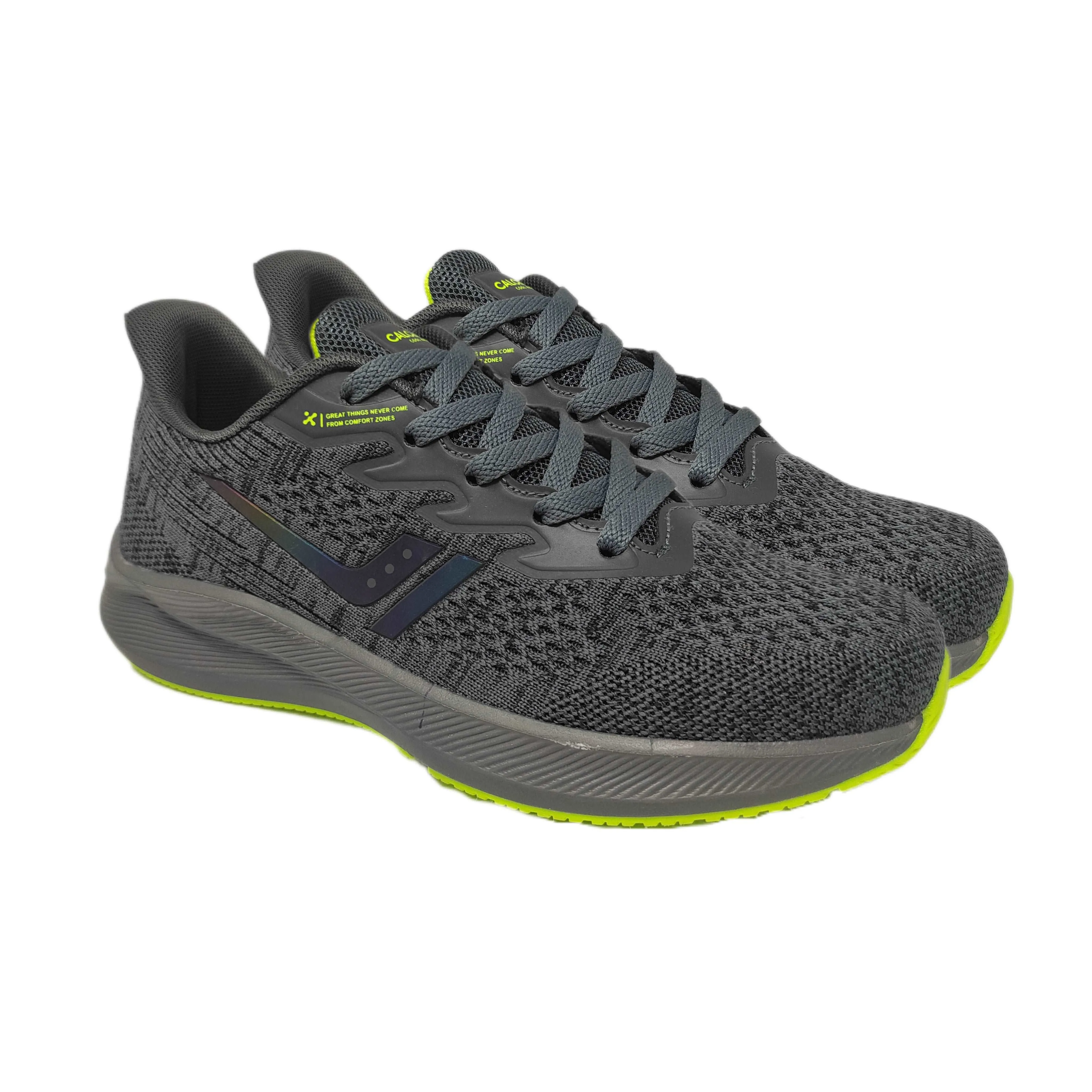 Calcetto Lightweight Casual Men'S Running Sports Shoes CLT-0964 Dark Grey Lime