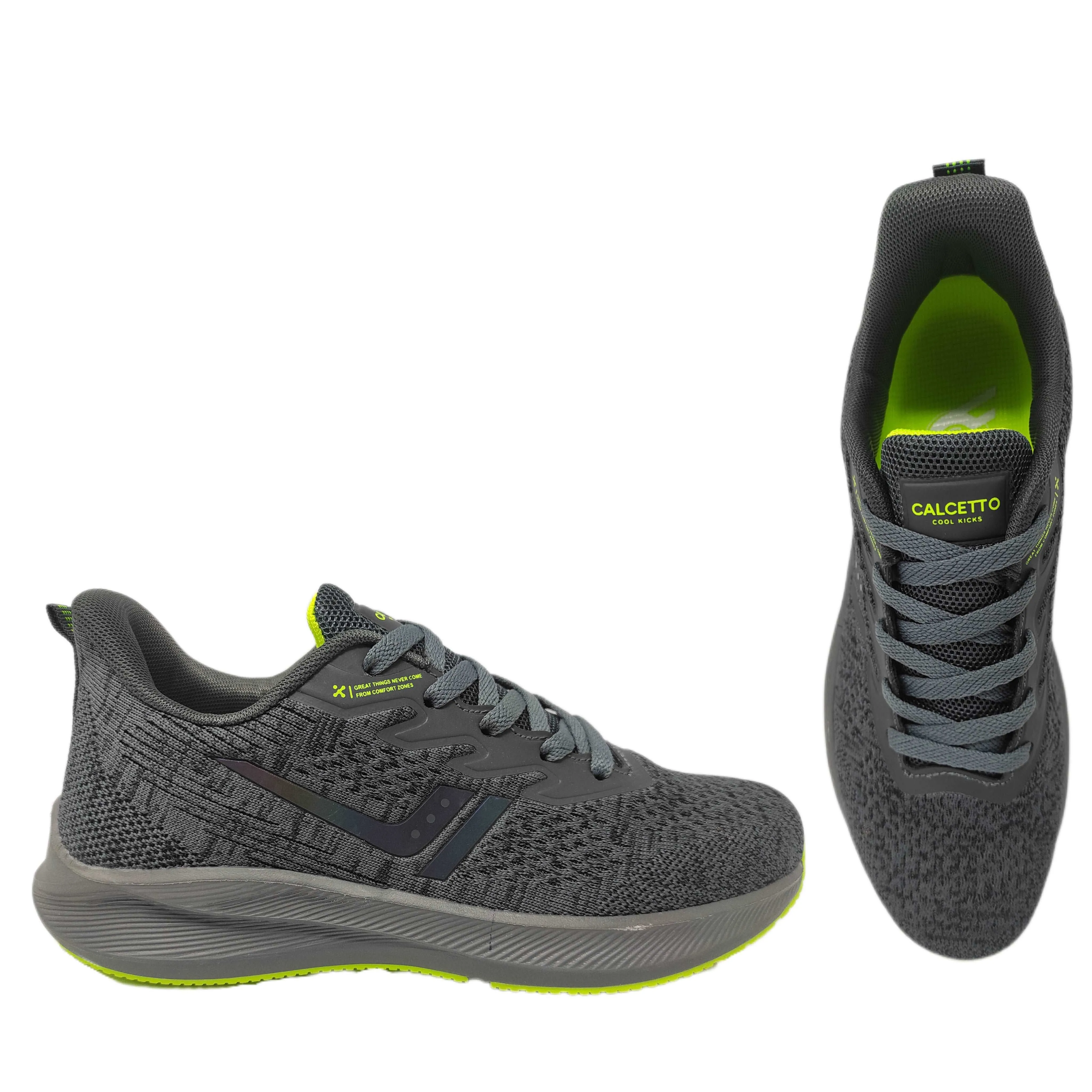 Calcetto Lightweight Casual Men'S Running Sports Shoes CLT-0964 Dark Grey Lime