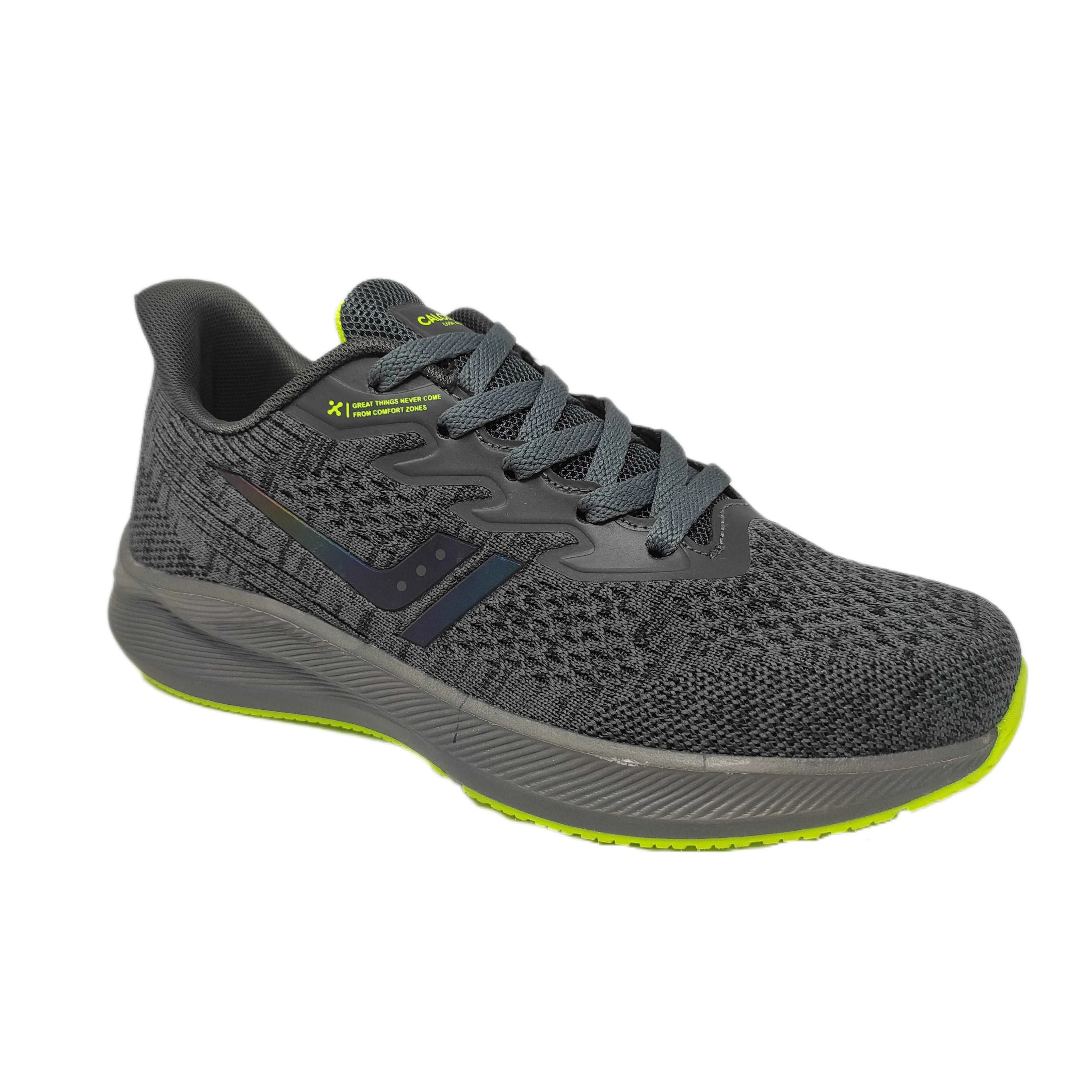 Calcetto Lightweight Casual Men'S Running Sports Shoes CLT-0964 Dark Grey Lime