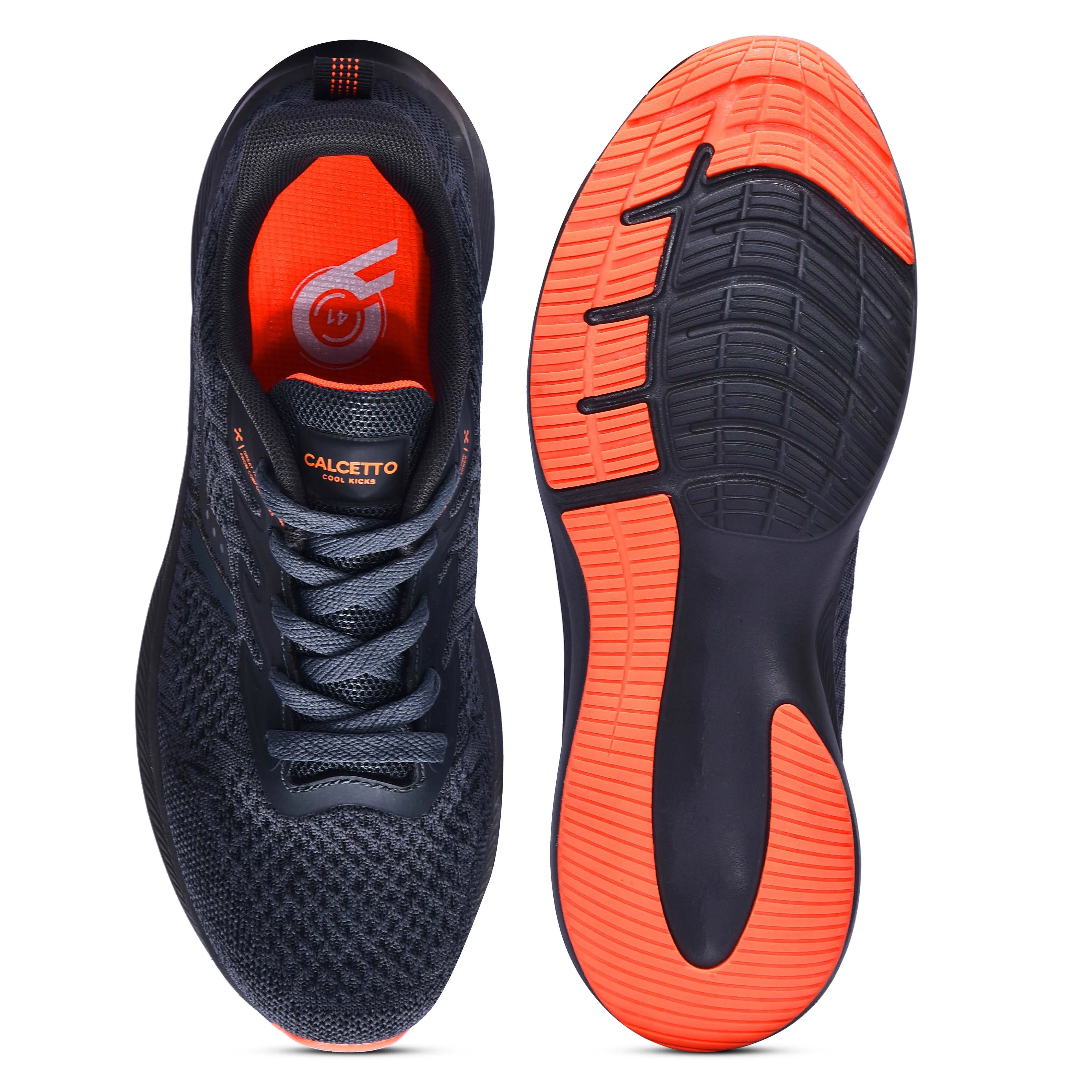 Calcetto Lightweight Casual Men'S Running Sports Shoes CLT-0964 Dark Grey Orange