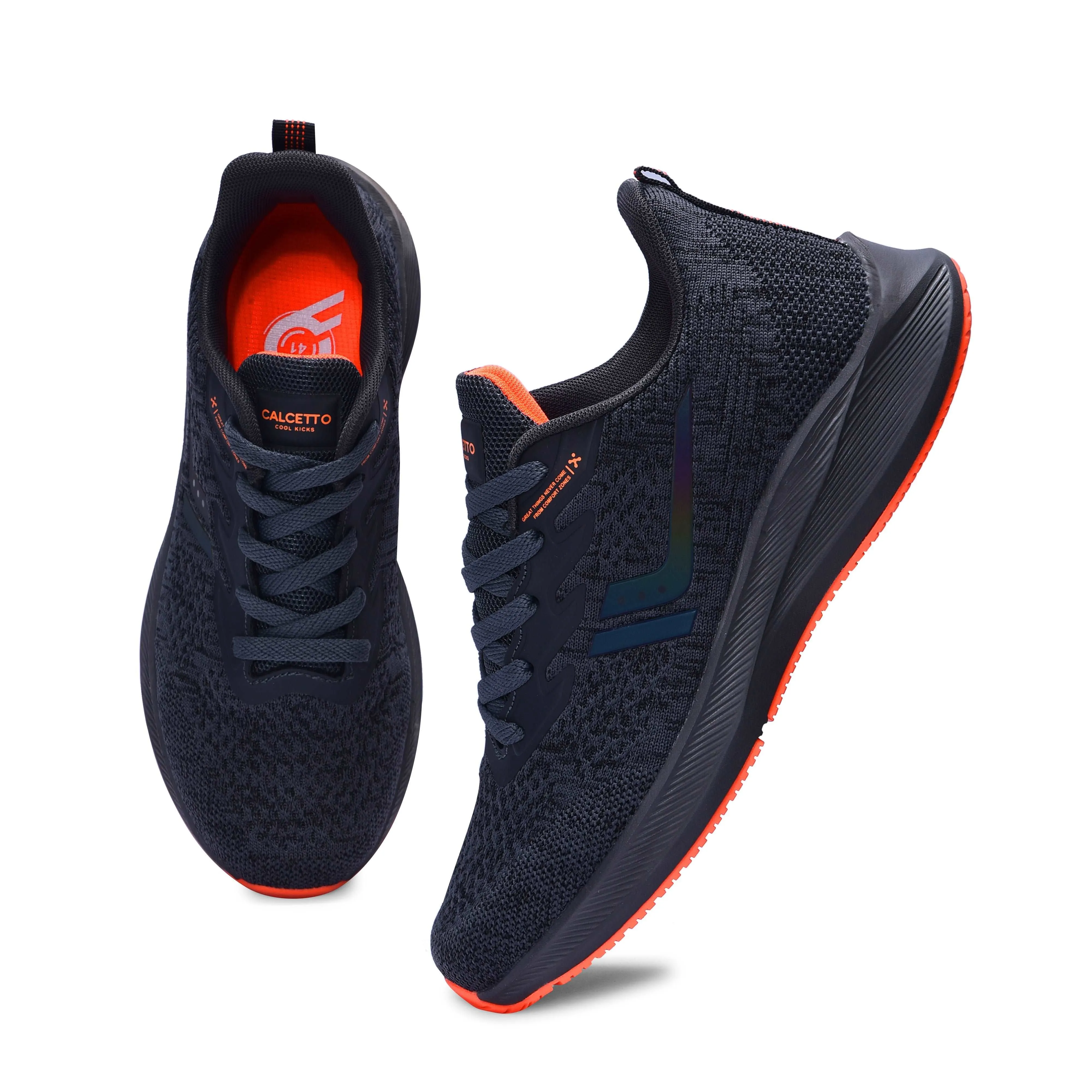 Calcetto Lightweight Casual Men'S Running Sports Shoes CLT-0964 Dark Grey Orange