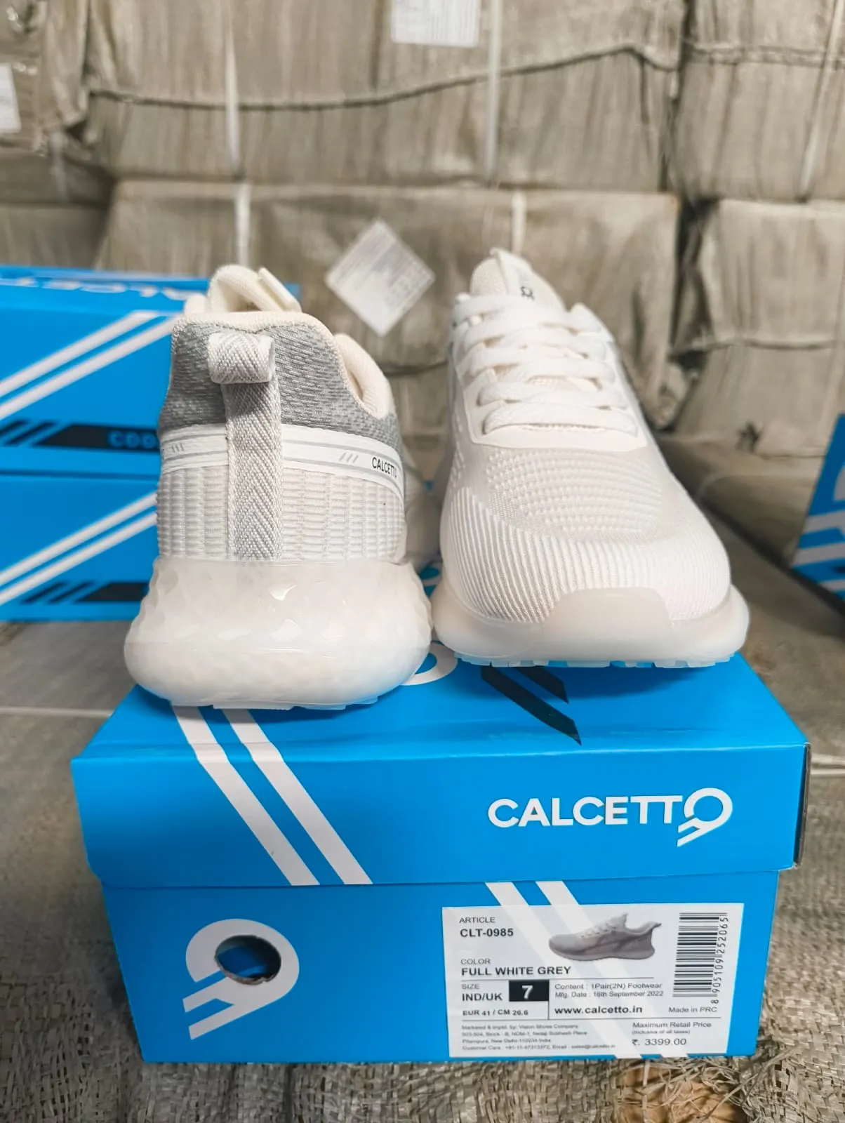 Calcetto Lightweight Lifstyle Men'S Running Sports Shoes CLT-0985 FULL WHITE GREY