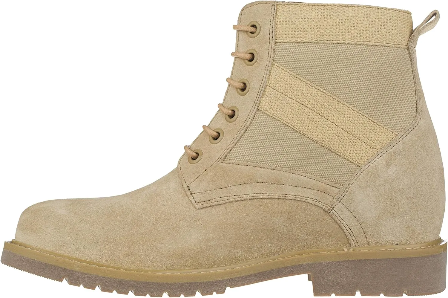 CALTO Men's Invisible Height Increasing Elevator Shoes - Desert Sand Suede Lace-up High-top Military Boots - 3.2 Inches Taller - S9012 - Size 7.5 D(M) US