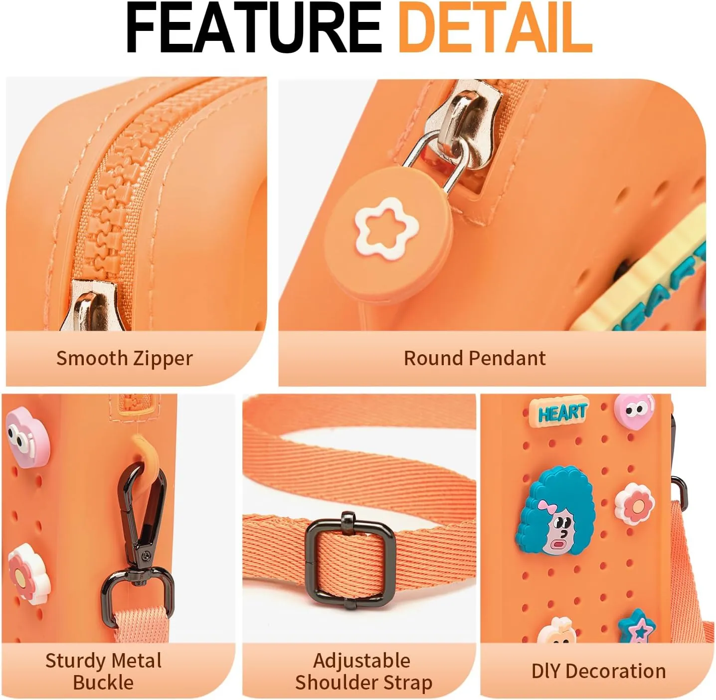 Cell Phone Purse Crossbody Bag for Women with Holes Design for Shoe Charms, Small Crossbody Phone Bag with Adjustable Strap, Soft Silicone Durable & Lightweight for Daily Use