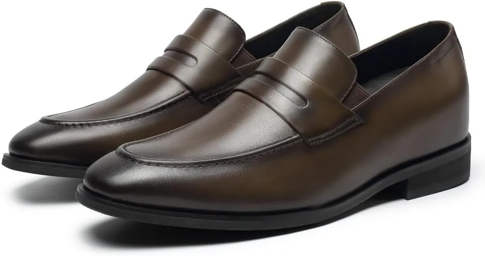 CHAMARIPA Elevator Shoes for Men - Height Increasing Shoes with Genuine Leather Lining Easy Slip on Designed Loafer 1.97/2.36/2.76 inch Taller