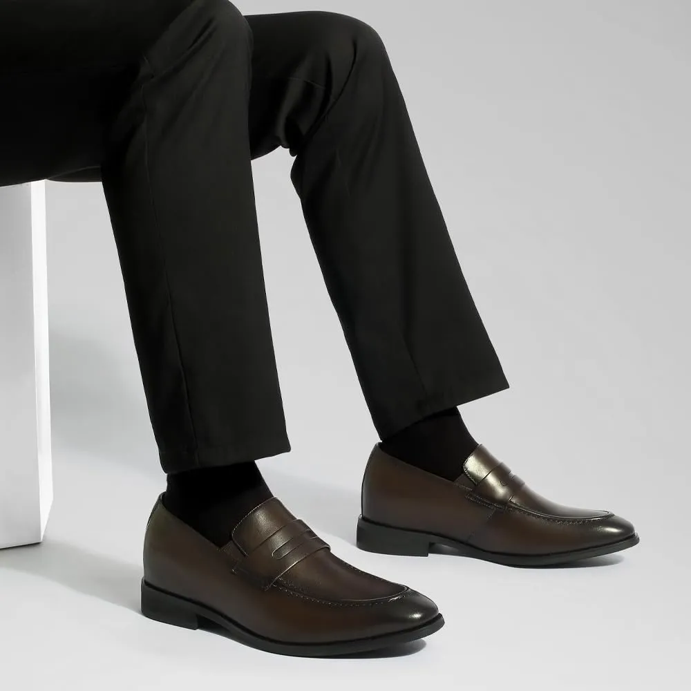 CHAMARIPA Elevator Shoes for Men - Height Increasing Shoes with Genuine Leather Lining Easy Slip on Designed Loafer 1.97/2.36/2.76 inch Taller