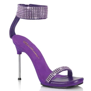 CHIC-40 - Purple Faux Leather-Rhinestone Heels