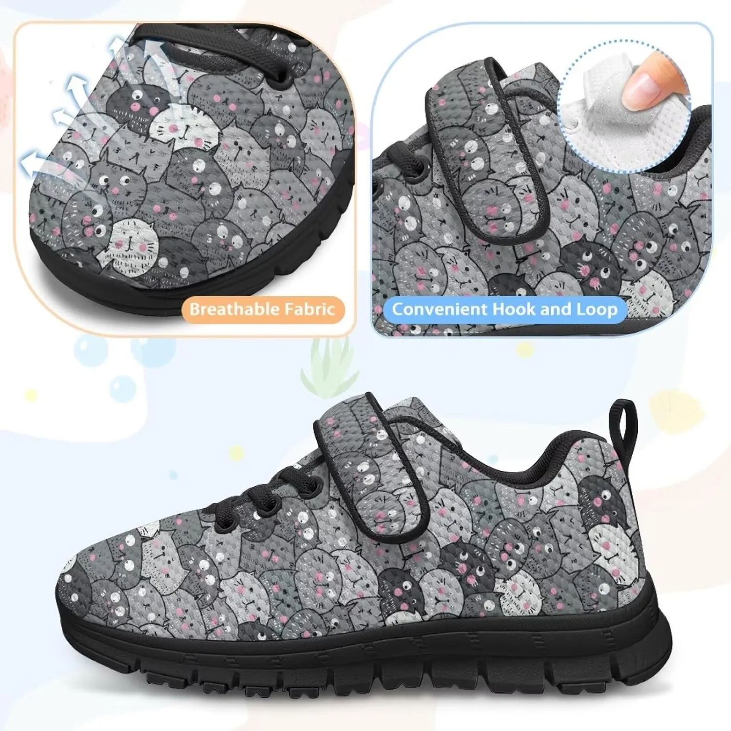 Child Boys Girls Travel Shoes Single Buckle Low-Top Sneakers Lightweight Lace-Up Running Shoe for Travel US 11-15 Black Sole