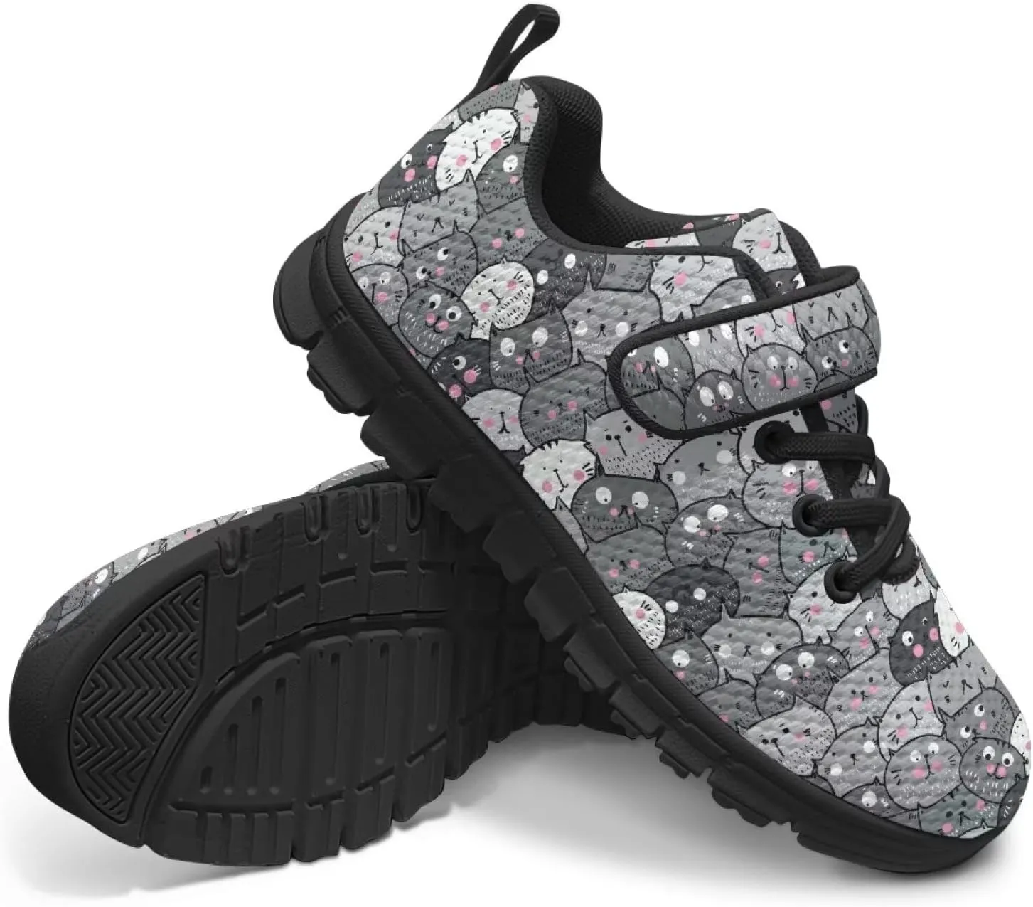 Child Boys Girls Travel Shoes Single Buckle Low-Top Sneakers Lightweight Lace-Up Running Shoe for Travel US 11-15 Black Sole