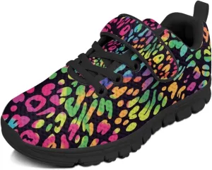 Children's Single Buckle Sneakers Animal Print Running Shoes Anti-Skid Mesh Sneakers for Walking