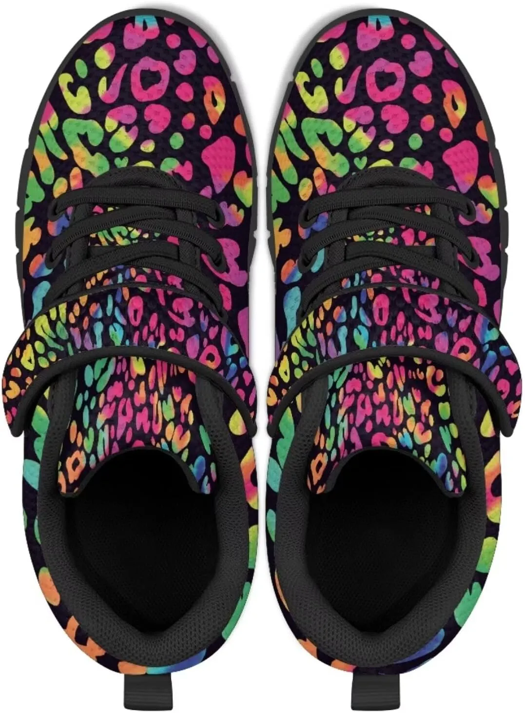 Children's Single Buckle Sneakers Animal Print Running Shoes Anti-Skid Mesh Sneakers for Walking