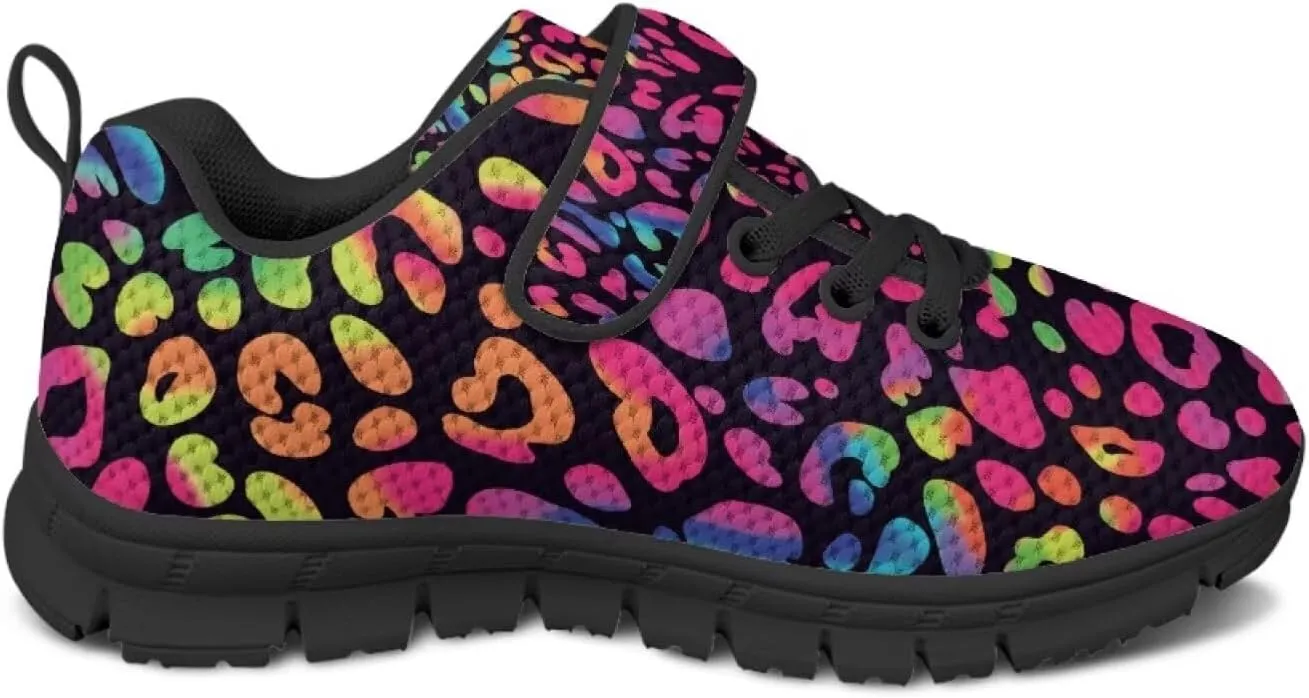 Children's Single Buckle Sneakers Animal Print Running Shoes Anti-Skid Mesh Sneakers for Walking