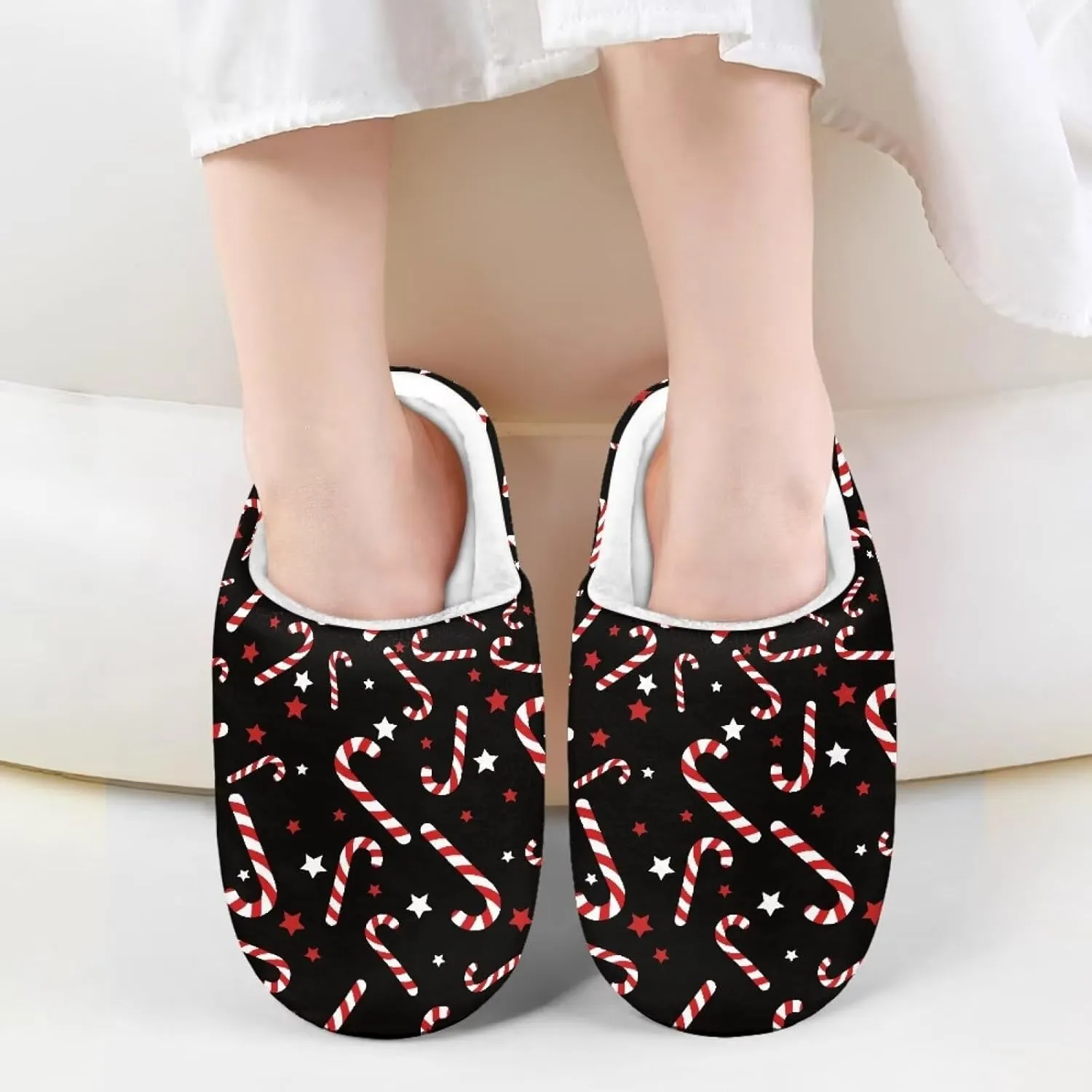 Christmas Kids Fuzzy Warm House Slippers for Girls Non Slip Rubber Sole Home Slippers for Toddlers Size 9-15